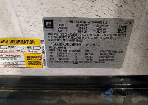 2015 GMC Acadia Slt-2 z USA, uszkodzony, nr VIN 1GKKRSKD1FJ294848